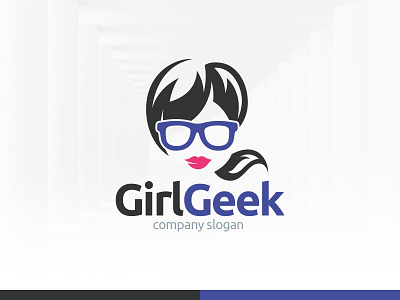 Girl Geek Logo Template business eps geek girl logo nerd psd template vector woman