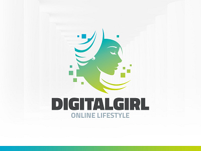 Digital Girl Logo Template digital girl logo pixels template vector woman