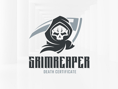 Grim Reaper Logo Template cloak grim logo reaper scythe skull template vector