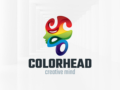 Color Head Logo Template abstract art colorful head human logo mind template