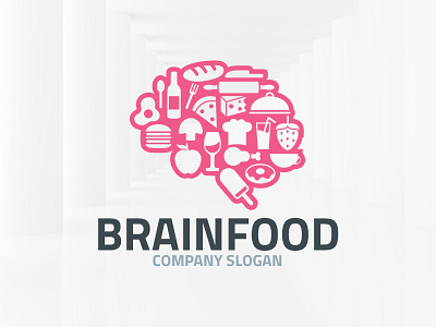 Brain Food Logo Template brain drinks food logo mind template vector