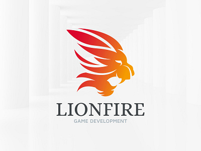 Lion Fire Logo Template fire flames head lion logo psd template vector