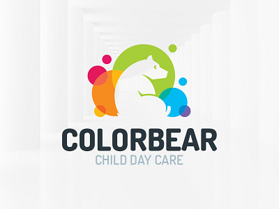 Color Bear Logo Template bear colorful logo negative polar space template vector