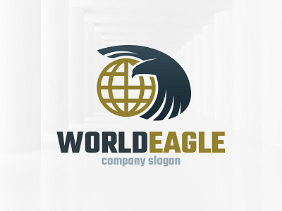 World Eagle Logo Template bird eagle global globe international logo vector world
