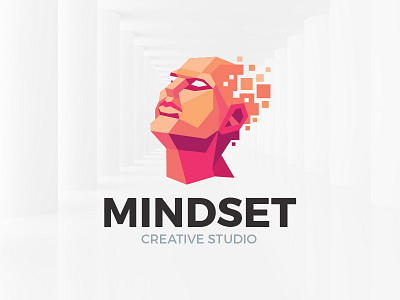 Mindset Logo Template v1 brain face human logo mindset pixels polygon template vector