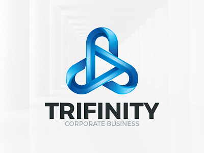 Triple Infinity Logo Template Blue 3d blue infinity logo sale symmetry tech template triangle