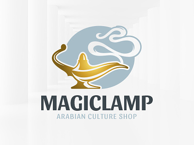 Magic Lamp Logo Template aladdin logo magic oil lamp smoke template vector