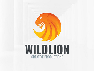 Wild Lion Logo Template agency head lion logo orange round template vector yellow