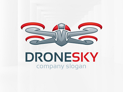 Drone Sky Logo Template 3d design drone logo psd quadcopter sale template vector