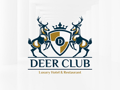 Deer Club Logo Template club crest crown deer letter logo shield template vector