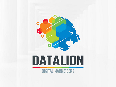 Data Lion Logo Template data head lion logo sale tech template vector