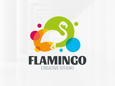 Colorful Flamingo Logo Template