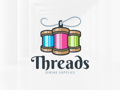 Threads Logo Template logo needle sewing spool template threads vector yarn