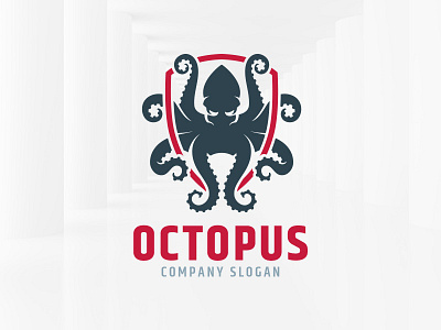 Octopus Logo Template branding illustration logo octopus shield squid template vector