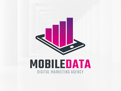 Mobile Data Logo Template buy data graph bars logo mobile phone sale stats template vector