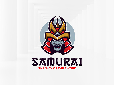 Samurai Logo Template head helmet illustration logo samurai template vector