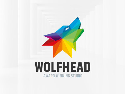 Wolf Head Logo Template colorful head logo polygon sale template vector wolf
