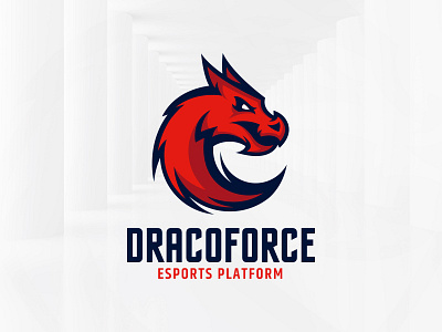 Dragon Force Logo Template circle dragon head logo red round sale tail template vector