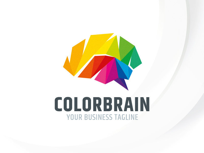 Color Brain Logo Template sale logo polygon think mind brain rainbow colorful