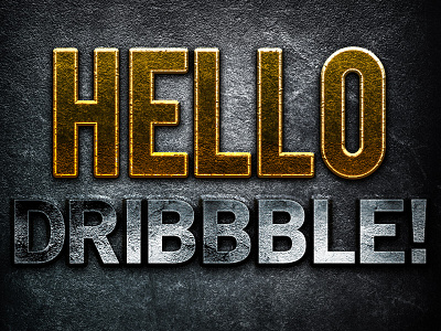 Hello Dribbble! cinematic gold grunge layer styles movie photoshop text styles