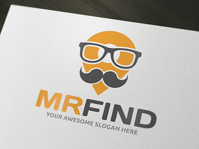 Mister Find Logo Template brand corporate find glasses identity logo map mister pin template
