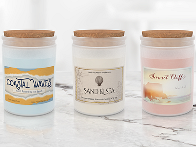 Coastal Candles - Frosted 3d 3d packages design