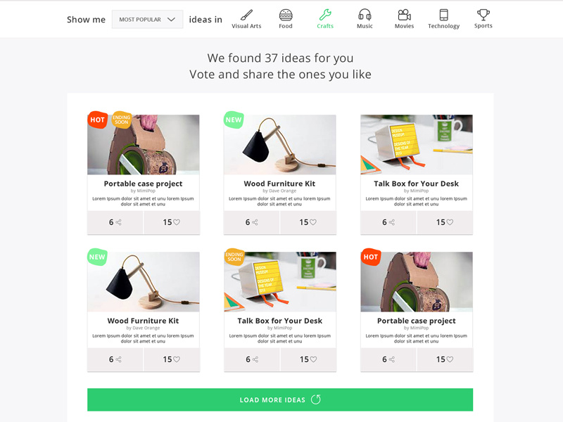 Search Screen social projects website ui category icons search e-commerce