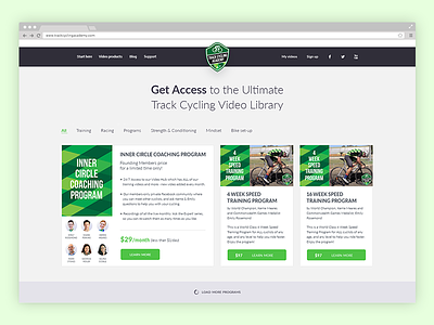 TrackCycling Program Cards ard filter filtering interface library pricing sports ui user ux