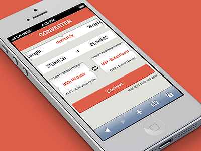 Converter app converter gui interface iphone orange slider ui web