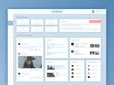 Duxboard platform dashboard learning platform social network sports platform