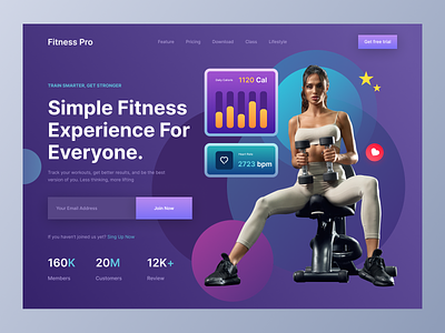 Fitness Landing Page bodu transformation cardio coach crossfit exercise fitness gym healthy landing page marathon muscle personal trainer running sport web website website design workout yoga
