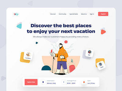 Travel Agency web site ; landing page