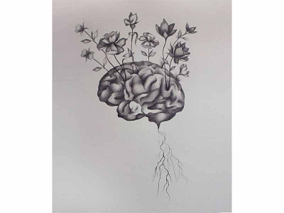 Flourish  - brain & flower illustration