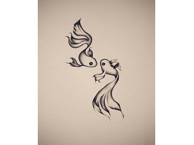 Let's Not Be Koi black drawing fish grey illustration koi sketch white zen