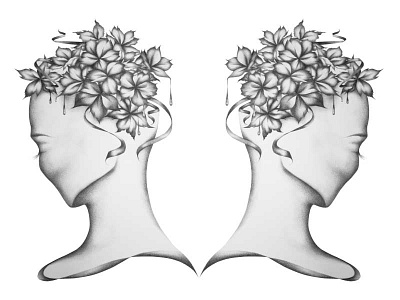 Free Desktop Wallpaper! art black and white michaela davis mikayla davis mikhaela davis mikhaela davis illustration nature portrait ribbon shading sketch