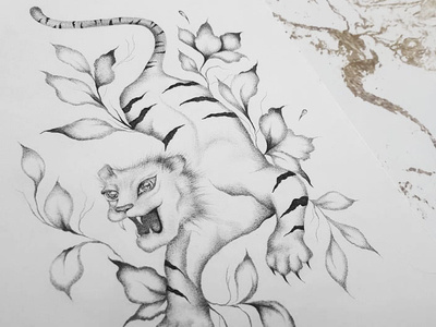 Chinese Zodiac Commission - Year of the tiger blackandwhite chinese zodiac drawing graphite illustration mikhaeladavis sketch tiger tiger drawing year of the tiger