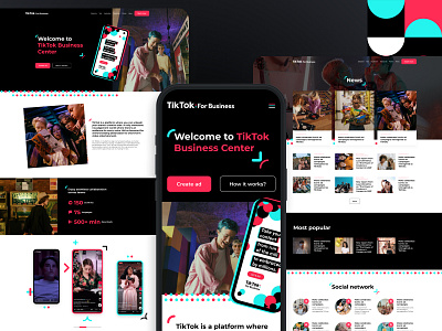 TikTok UX/UI design inspiration, website adaptive branding design graphic design tiktok ui ux website