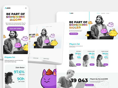 Axie NFT top players website adaptive axie branding crypto design game graphic design nft ui ux vector web website