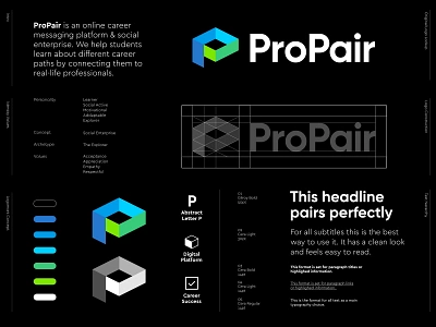 ProPair - Logo Design / Part 2 ✅ abstract logo book branding career check checkmark connect creative logo design cube digital educate learn logo design pair pairing platform pro ribbon student success