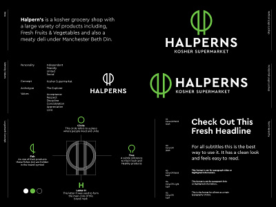 Halperns - Logo Redesign 🛒 branding fresh grocery h h monogram halperns healthy kosher kosher food kosher market logo logo redesign manchester market store super market united united kingdom