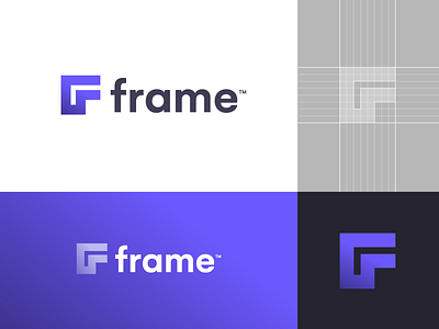 Frame - Logo Design 🟪 corner f monogram frame frameui frameui interface kit lette logo lettermark monogram purple resource resources square ui kit ui set user interface vector