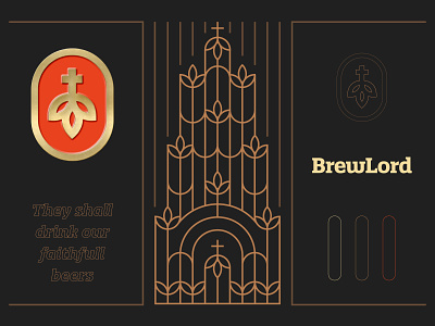 BrewLord - Branding 🍺 alcohol beer beers brand identity brew brewlord brotherhood brothers church cross drink emblem faith god hop illustration lord pattern