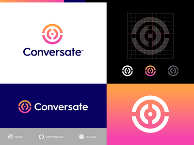 Conversate - Logo Design Update ⏺️ branding bullseye chat conversation goal gradient interview logo logo creative logo design logogrid logotype record result sound symbol talk target voice wave