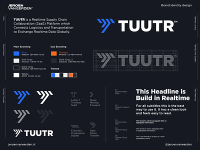 TUUTR - Approved Logo Design ⏩ arrow brand design chain collaborate connect data digital future logo logo lettermark movement realtime share steps supply tool transport tuutr