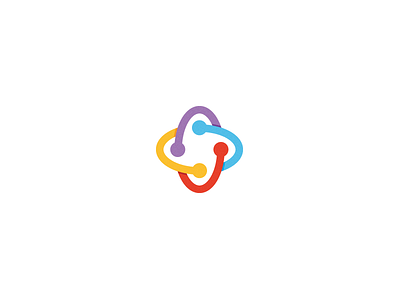 Media Connect Icon. bright colored connect icon logo media molecules simplified space