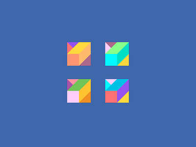 Icon Variations. abstract branding brick bright cube design icon logo mark shape symmetric
