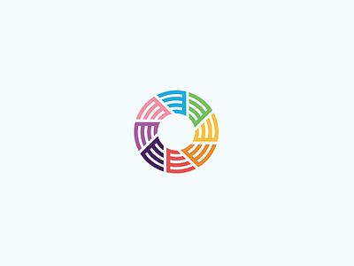 Logo concept. branding colors documents dot e effect icon logo round spin spot