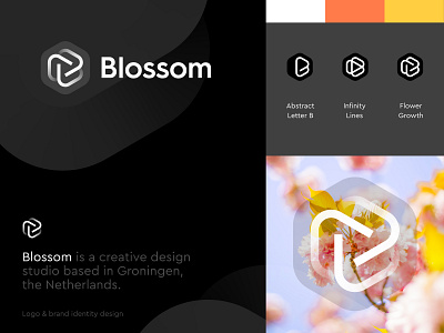 Blossom - Brand Design b monogram blossom brand studio design dutch flower groningen jeroen van eerden logo logo design minimal logo monogram netherlands orange simplicity studio