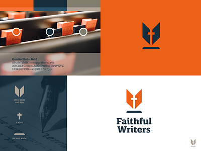 Faithful Writers - Logo Design 🖋️ believe believers bible brand branding church faith followers god group identity ink inspire jesus logo orange pen write writer writing