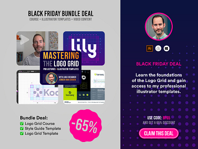 Black Friday Deal - For Designers bf65 black friday course designer deal discount logo grid logo template offer premium style guide templates